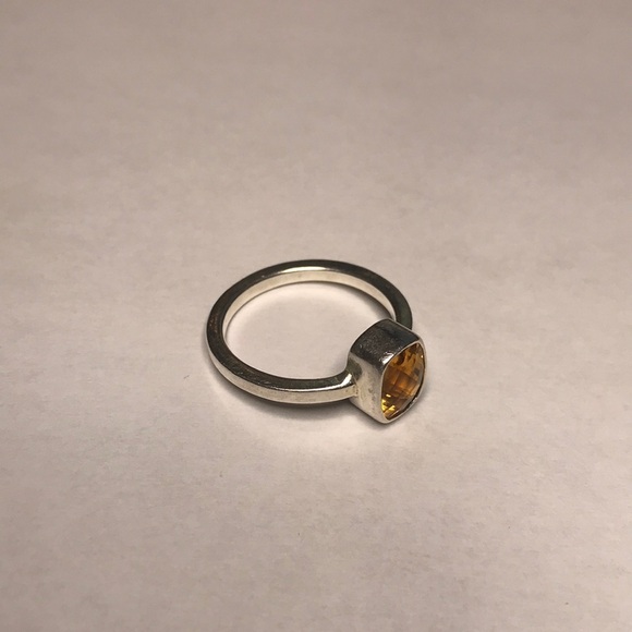 Citrine Stone Sterling Silver Dainty Classic Ring Jewelry Size 7 - Picture 2 of 7